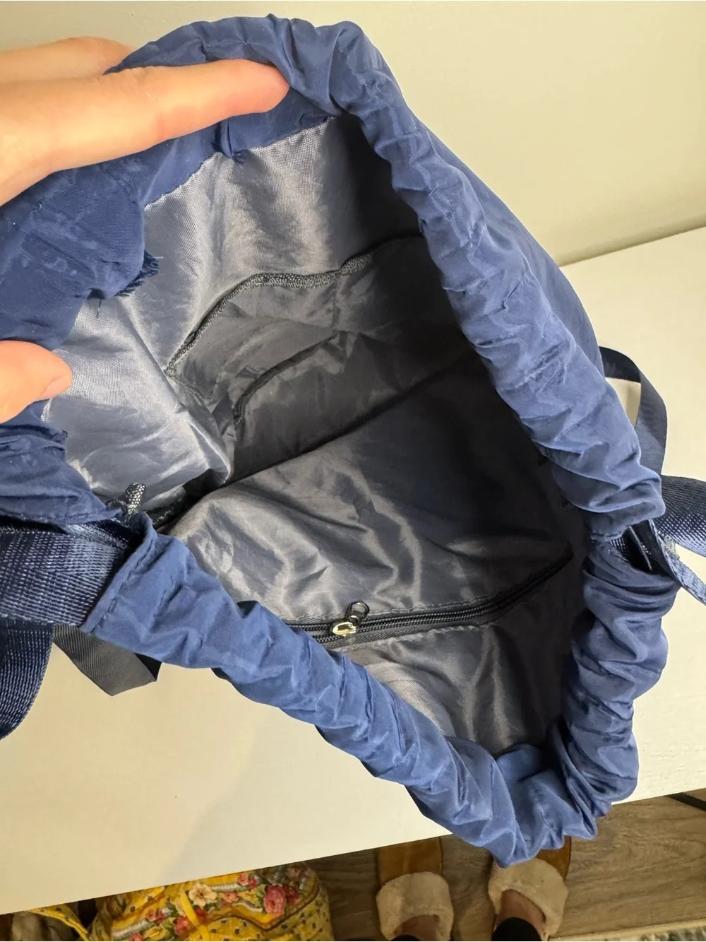 Lululemon Lightweight Nylon Drawstring Backpack Blue Packable Cinch Bag